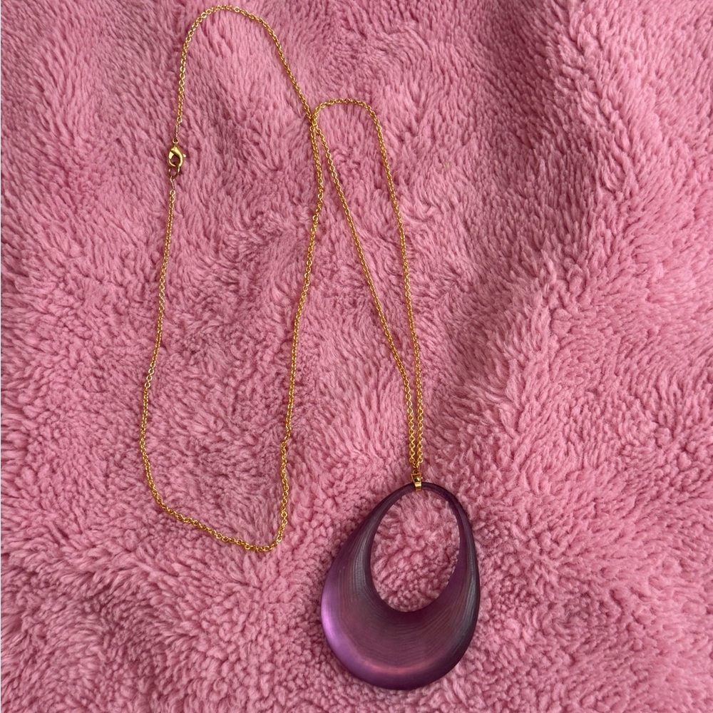 ALEXIS BITTAR PURPLE LUCITE NECKLACE GOLD CHAIN